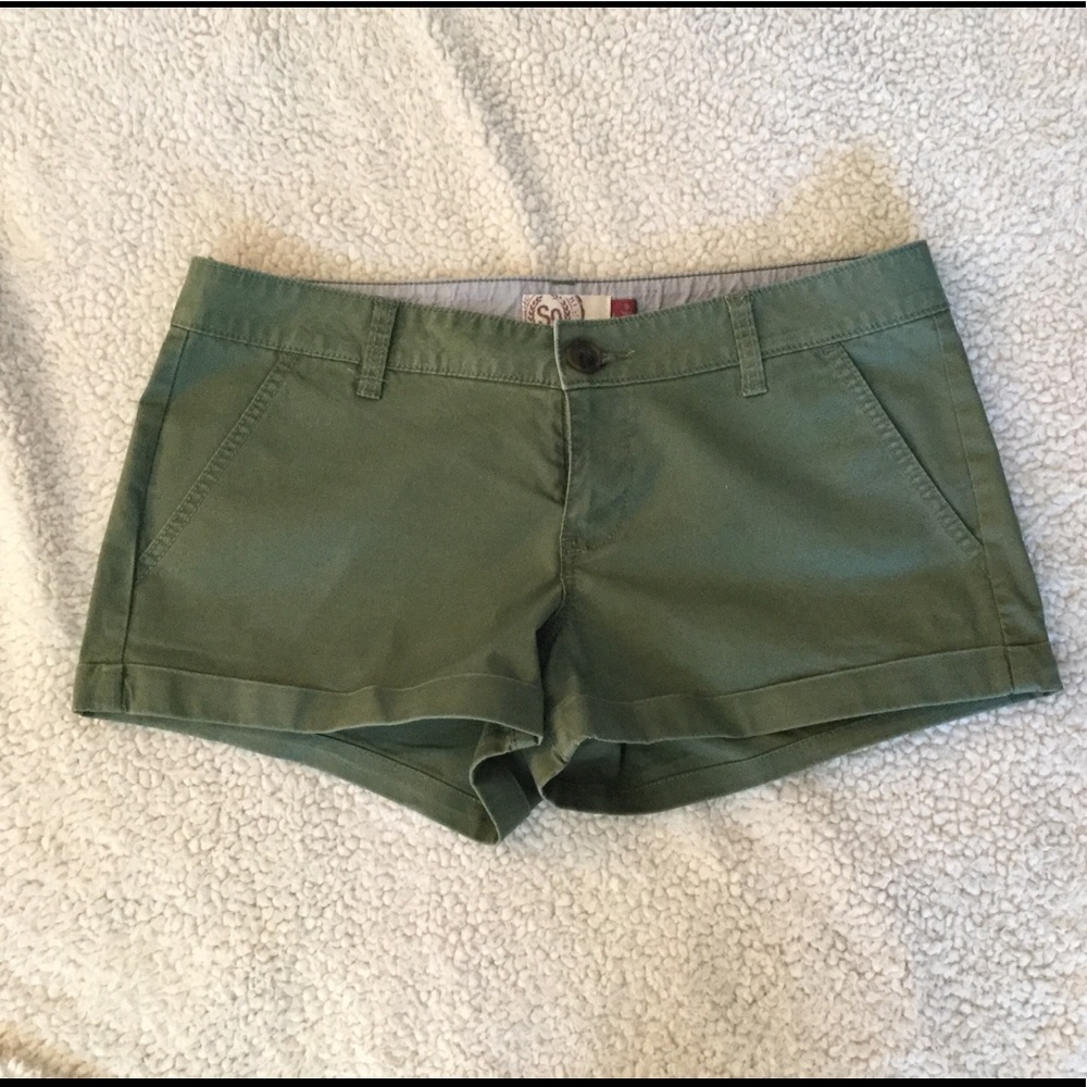 New green cuffed shorts
